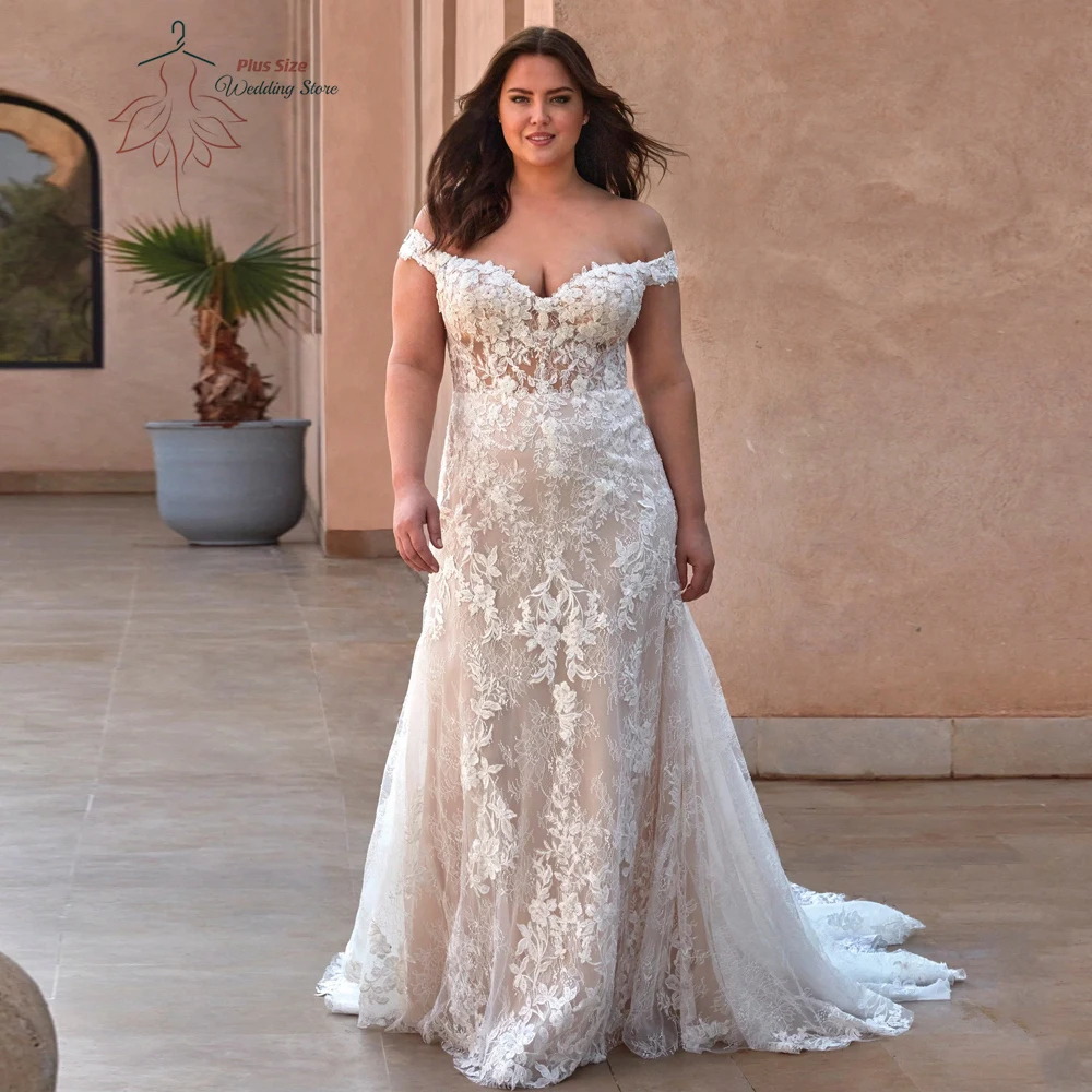Pastrol Off Shoulder Wedding Dresses Plus Size Sweetheart Neck Bride Gowns Applique Sweep Train Tulle Mermaid Robe De Mariee
Pastrol Off Shoulder Wedding Dresses Plus Size Sweetheart Neck Bride Gowns Applique Sweep Train Tulle Mermaid Robe De Mariee