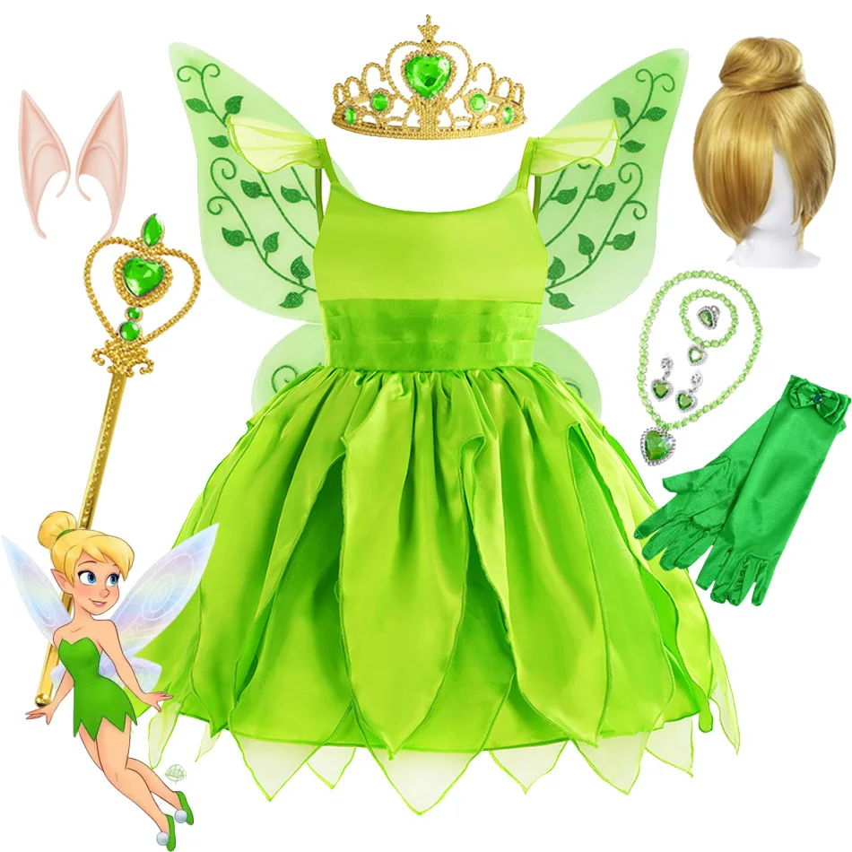 Disney Tinkerbell Costume Fairy Disguise Girls Dress Kids Princess Tinker bell With Wings Halloween Princess Party Cosplay Dress
Disney Tinkerbell Costume Fairy Disguise Girls Dress Kids Princess Tinker bell With Wings Halloween Princess Party Cosplay Dress
