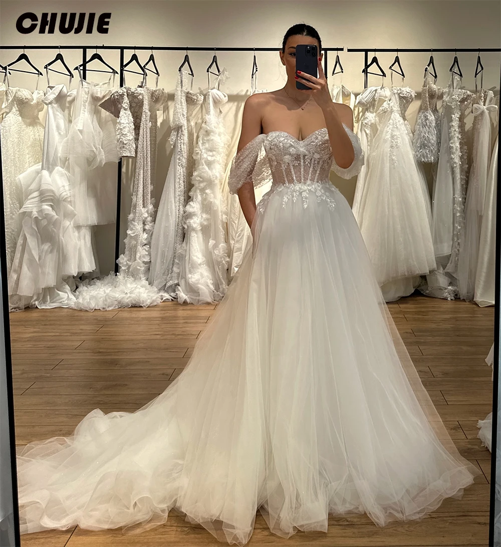 Lace Appliques Sweetheart Wedding Dresses A Line Pleated Bridal Gowns Custom Made Bride Dress Vestido de novia Guest Party Gowns
Lace Appliques Sweetheart Wedding Dresses A Line Pleated Bridal Gowns Custom Made Bride Dress Vestido de novia Guest Party Gowns