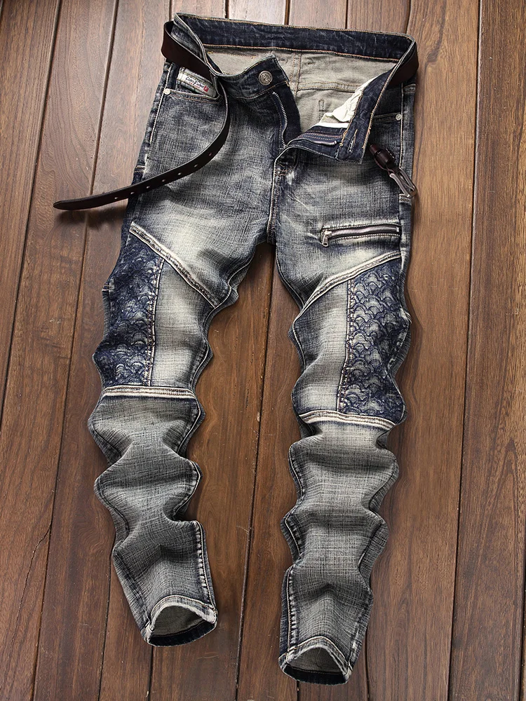 Retro Vintage Motorcycle Denim Jeans Men's Trendy Embroidered Patchwork Slim Fit Casual Long Pants All-Match Autumn New Arrival
Retro Vintage Motorcycle Denim Jeans Men's Trendy Embroidered Patchwork Slim Fit Casual Long Pants All-Match Autumn New Arrival
