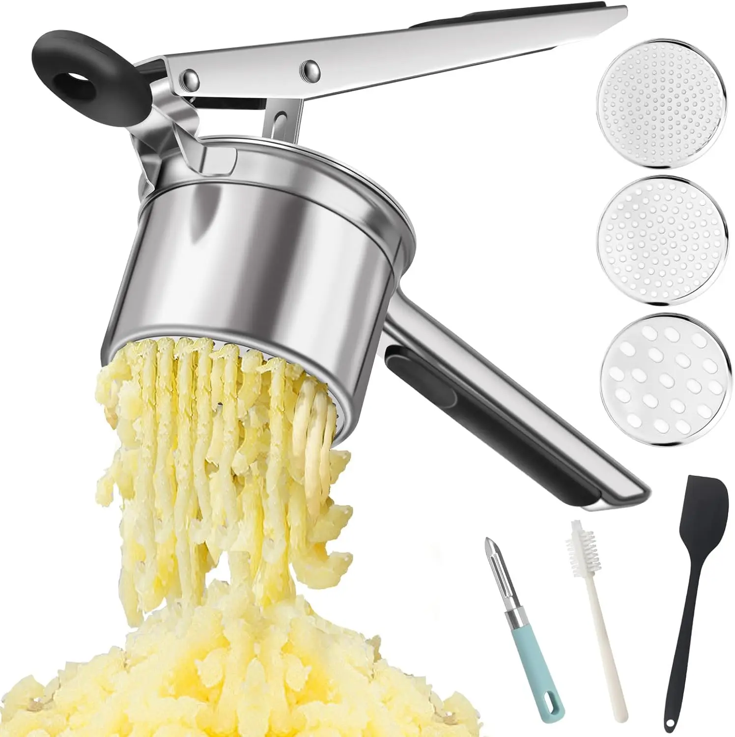 Stainless Steel Potato Ricer & Masher with 3 Discs, Heavy Duty Kitchen Gadget for Smooth Mashed Potatoes
Stainless Steel Potato Ricer & Masher with 3 Discs, Heavy Duty Kitchen Gadget for Smooth Mashed Potatoes