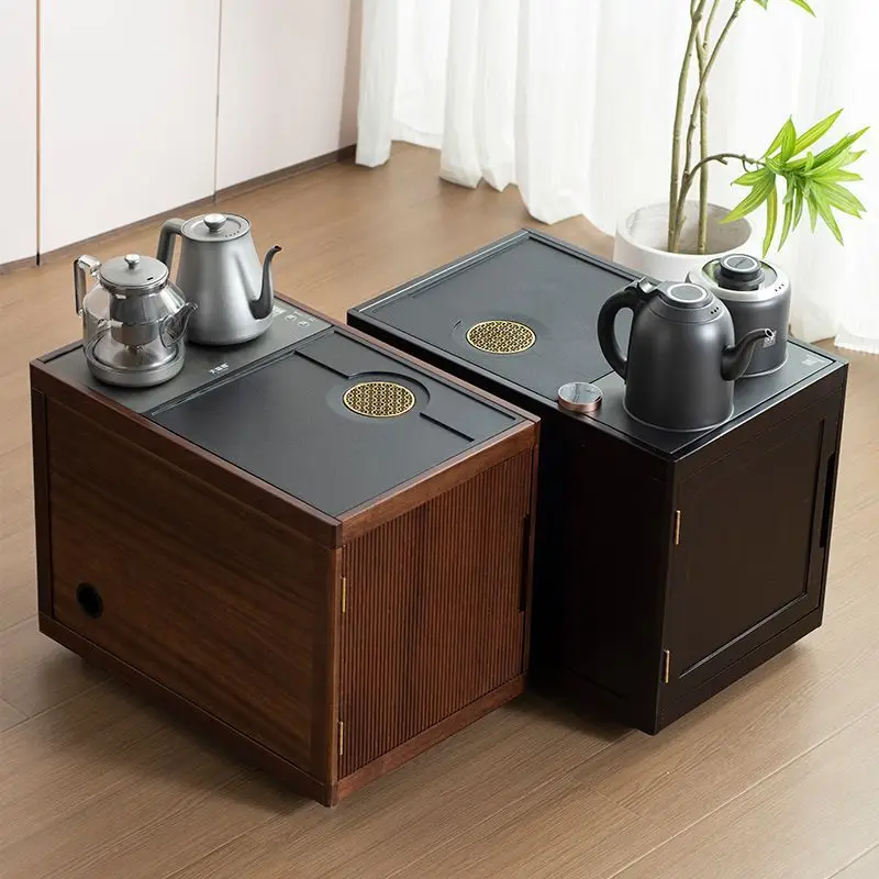 Solid wood mobile tea cabinet, black walnut coffee table, household small tea table, kettle integrated side cabinet
Solid wood mobile tea cabinet, black walnut coffee table, household small tea table, kettle integrated side cabinet