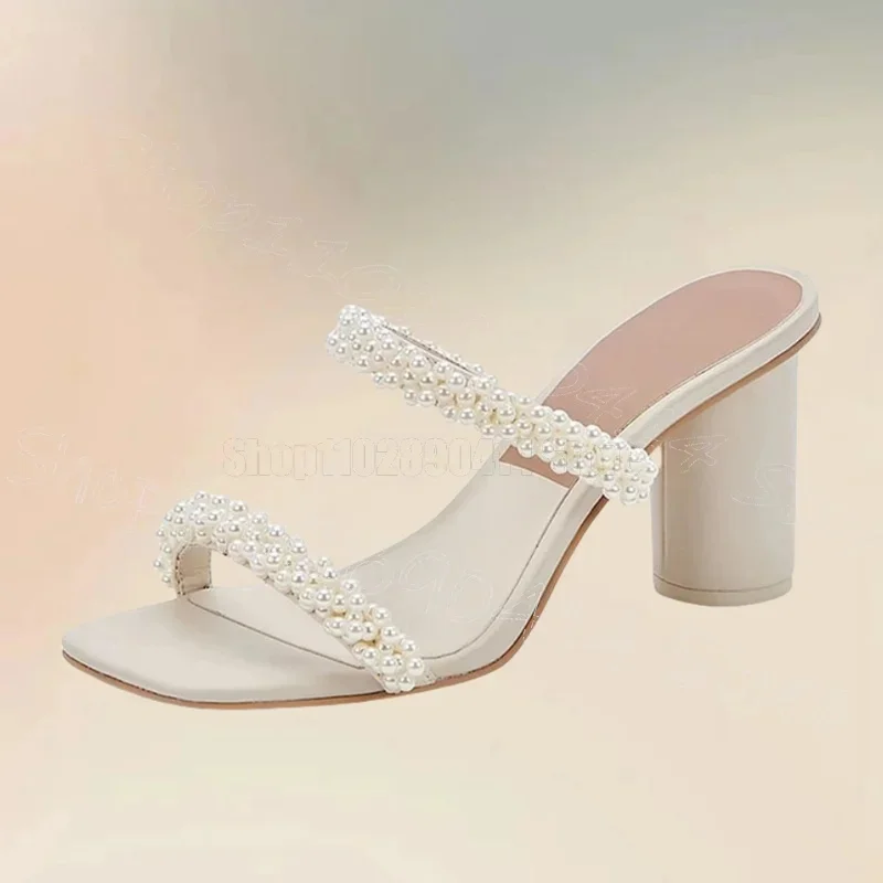 White Pearl Decor Open Toe Slippers Slip On Women Shoes Chunky High Heels Fashion Party Banquet Dating 2025 Zapatos Para Mujere
White Pearl Decor Open Toe Slippers Slip On Women Shoes Chunky High Heels Fashion Party Banquet Dating 2025 Zapatos Para Mujere