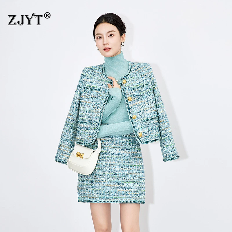ZJYT Элегантный осенне-зимний твидовый костюм с юбкой, зеленый женский наряд из двух предметов, новинка 2025 года, модный вечерние офисный женский костюм
ZJYT Элегантный осенне-зимний твидовый костюм с юбкой, зеленый женский наряд из двух предметов, новинка 2025 года, модный вечерние офисный женский костюм