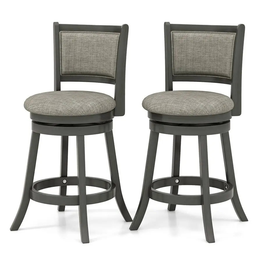 Bar Stools Set of 2, Counter Height Swivel Chairs with SoftPadded Back amp Seat, Linen Upholstered Pub Stools with Sturdy Woode
Bar Stools Set of 2, Counter Height Swivel Chairs with SoftPadded Back amp Seat, Linen Upholstered Pub Stools with Sturdy Woode
