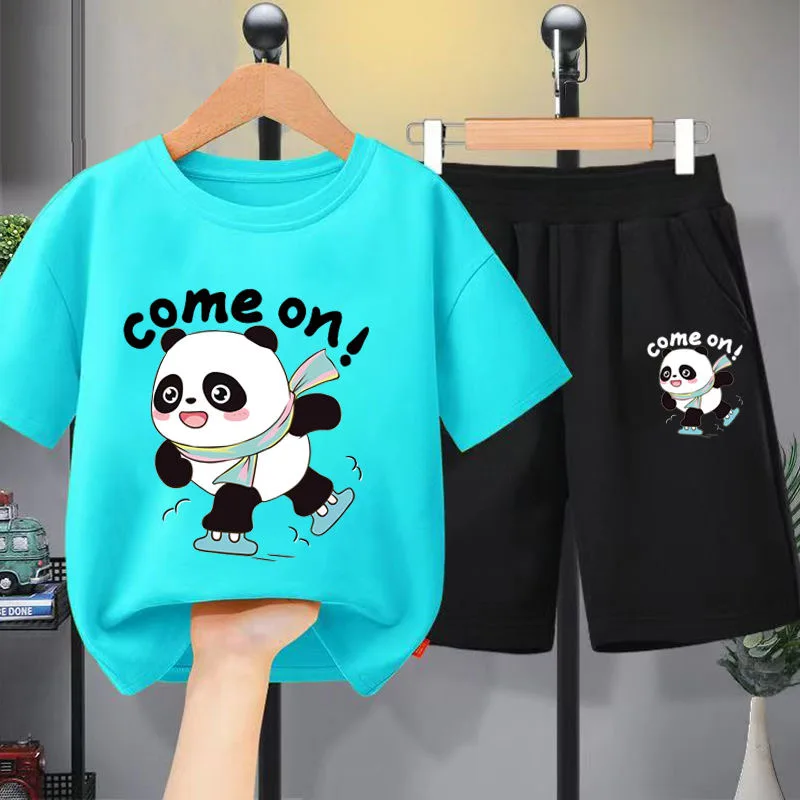 Футболка и шорты с принтом панды для мальчиков и девочек-подростков 
Футболка и шорты с принтом панды для мальчиков и девочек-подростков