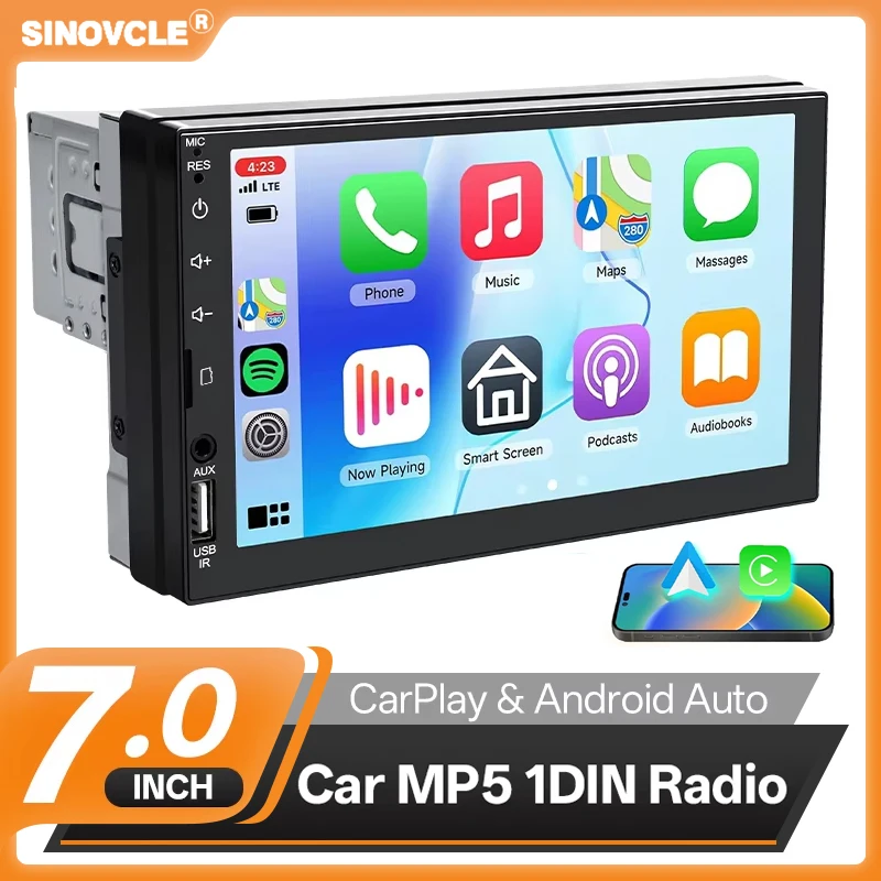Sinovcle 1 Din Car Radio Car Multimedia MP5 Player Carplay Android Auto 7 inch Touch Screen AUX/FM/USB/TF 12V Universal
Sinovcle 1 Din Car Radio Car Multimedia MP5 Player Carplay Android Auto 7 inch Touch Screen AUX/FM/USB/TF 12V Universal