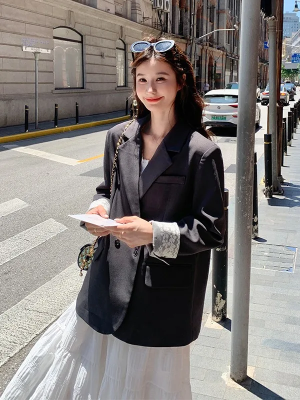 ey Lace Splicing Women's Suit Jaet Spring Autumn 2025 New Sle Ele High-End Unique Beautiful Casual Faion
ey Lace Splicing Women's Suit Jaet Spring Autumn 2025 New Sle Ele High-End Unique Beautiful Casual Faion