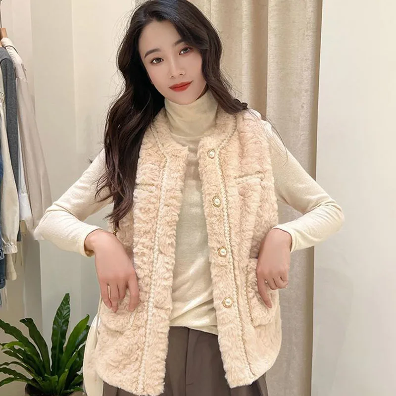 Winter Women Thicken Sleeveless Short Coat Elegant Fashion Korean Simplicity Warm Jacket Female Casual Lamb Velvet Vest Coat
Winter Women Thicken Sleeveless Short Coat Elegant Fashion Korean Simplicity Warm Jacket Female Casual Lamb Velvet Vest Coat