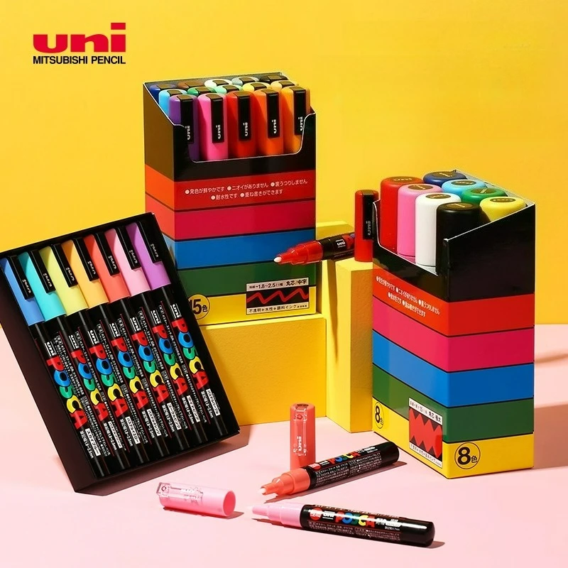 Японский акриловый маркер Mitsubishi Uni POSCA PC-1M PC-3M PC-5M на водной основе для постеров POP и граффити, многоцветный набор
Японский акриловый маркер Mitsubishi Uni POSCA PC-1M PC-3M PC-5M на водной основе для постеров POP и граффити, многоцветный набор