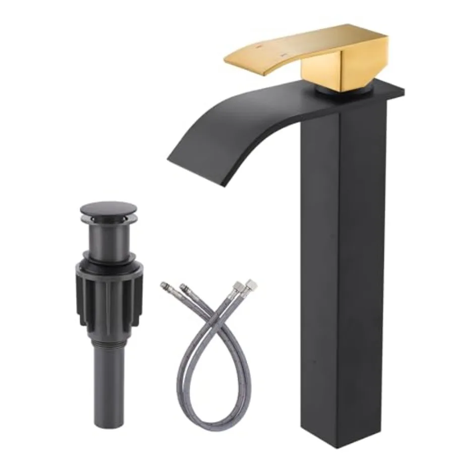 Vessel Sink Faucet:Single Hole Waterfall Bathroom Faucet, Single Handle Lavatory Vanity Tap with Pop Up Drain and cUPC Supply L
Vessel Sink Faucet:Single Hole Waterfall Bathroom Faucet, Single Handle Lavatory Vanity Tap with Pop Up Drain and cUPC Supply L