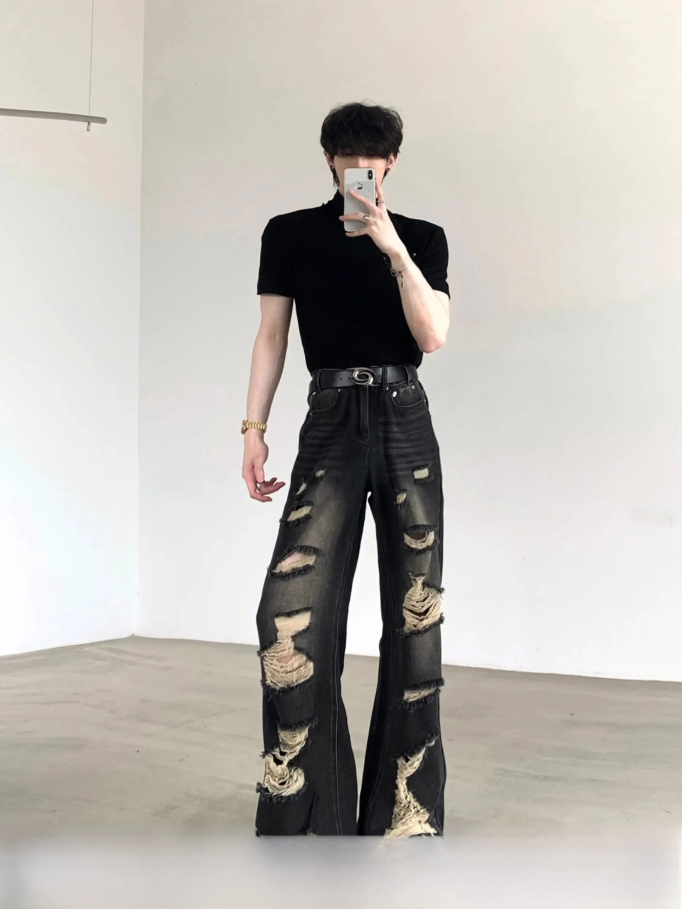 Retro High Street Men's Denim Jeans Autumn Mountain Wind Torn Wide Leg Pants Visual Draping Vintage Design Sense Casual Jeans
Retro High Street Men's Denim Jeans Autumn Mountain Wind Torn Wide Leg Pants Visual Draping Vintage Design Sense Casual Jeans