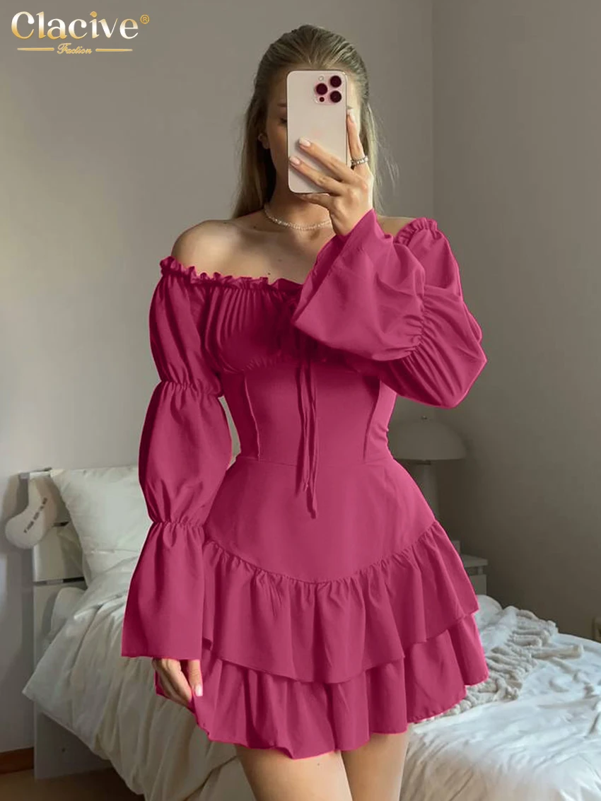 Clacive Fashion Slim Pink Women's Dress 2025 Sexy Slash Neck Long Sleeve Mini Dresses Elegant Classic Pleated Female Dress
Clacive Fashion Slim Pink Women's Dress 2025 Sexy Slash Neck Long Sleeve Mini Dresses Elegant Classic Pleated Female Dress