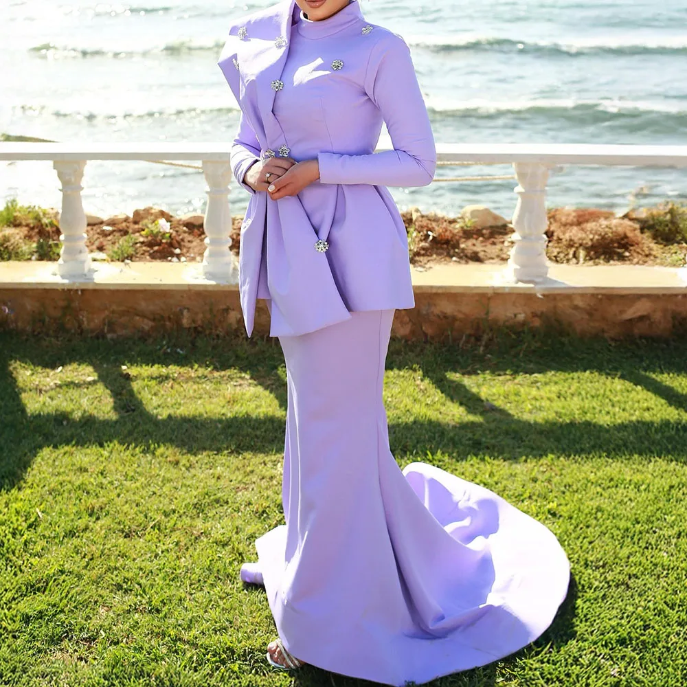 Customized Mermaid Prom Dresses Floor-Length High-Neck Full Sleeve Evening Gown Fashion Crustal Simple Draped Party Gown
Customized Mermaid Prom Dresses Floor-Length High-Neck Full Sleeve Evening Gown Fashion Crustal Simple Draped Party Gown