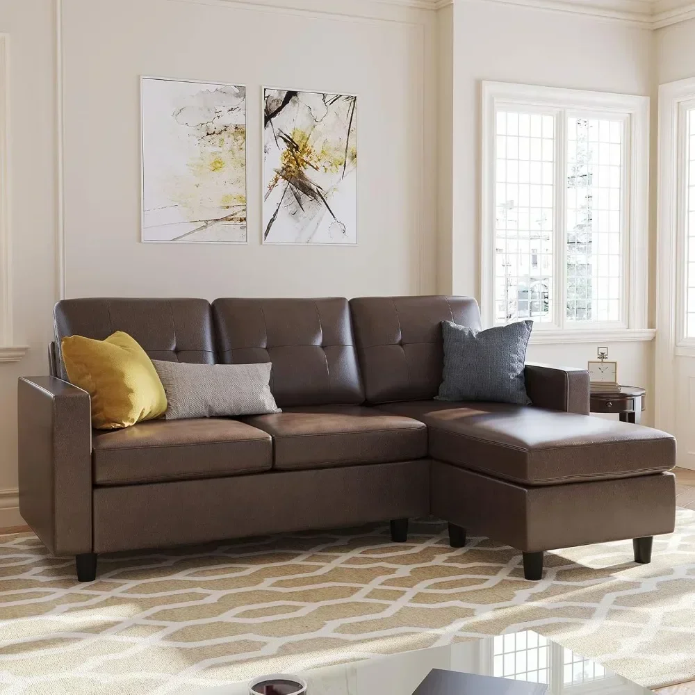 Faux Leather Sectional Sofa, Convertible Sectional Couch L Shaped Couch Sofa for Small Space, Brown sectional sofa luxury sofa
Faux Leather Sectional Sofa, Convertible Sectional Couch L Shaped Couch Sofa for Small Space, Brown sectional sofa luxury sofa
