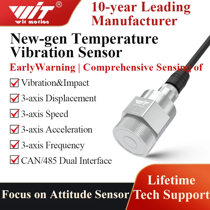 WitMotion WTVB05 Temperature Vibration 3 xial Acceleration+Amplitude+Displacement+Frequency IP67 Sensor for Motor Water Pump
WitMotion WTVB05 Temperature Vibration 3 xial Acceleration+Amplitude+Displacement+Frequency IP67 Sensor for Motor Water Pump