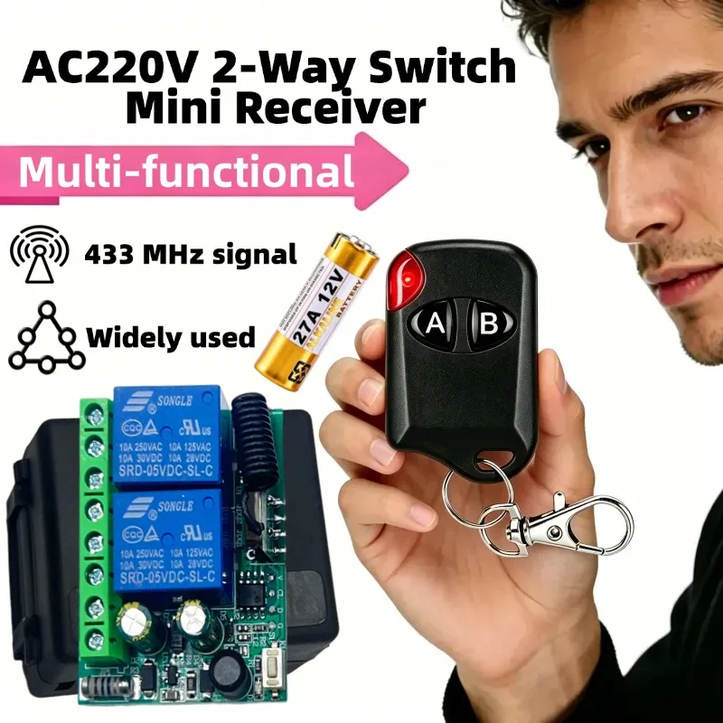 1~5pcs 433MHz RF Remote Control Kit AC85-250V 2-CH Relay Receiver,for Garage Door,Light LED,Motor Signal transmission
1~5pcs 433MHz RF Remote Control Kit AC85-250V 2-CH Relay Receiver,for Garage Door,Light LED,Motor Signal transmission