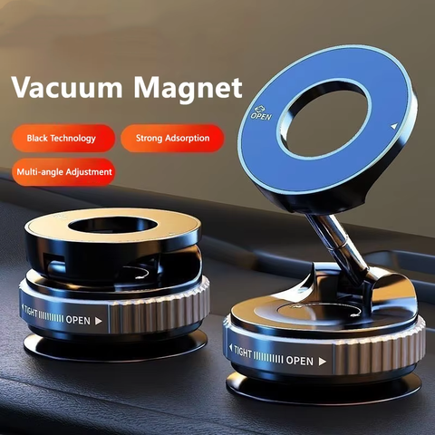 Strong Magnetic Phone Holder Foldable Design 360° Adjustable Vacuum Car Mount For Cell Phone For iphone Live Streaming
