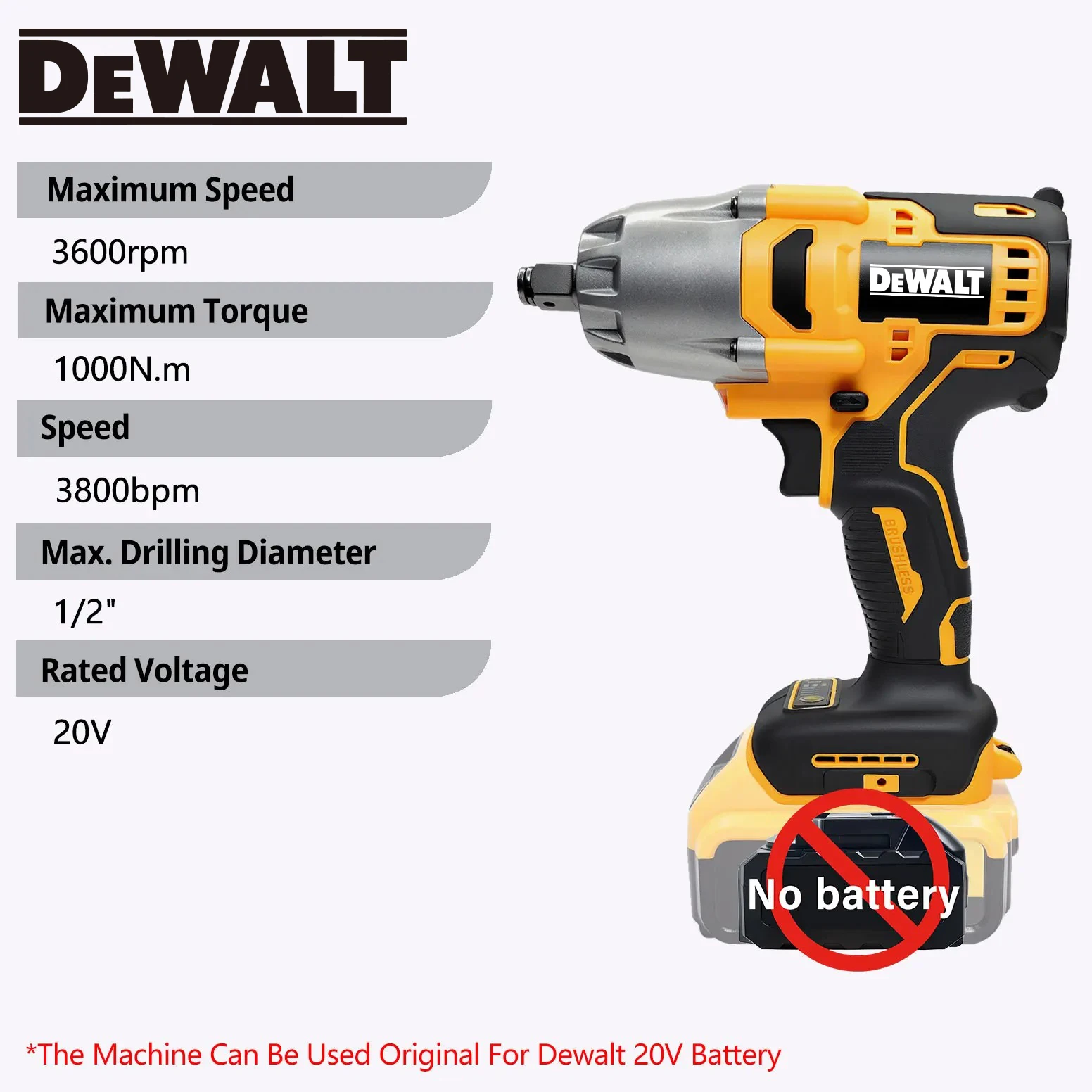 Dewalt DCF892 High Torque Brushless Wireless Impact Wrench 20V Battery Electric Tool 812N.m Powerful Portable Torque Wrench
Dewalt DCF892 High Torque Brushless Wireless Impact Wrench 20V Battery Electric Tool 812N.m Powerful Portable Torque Wrench