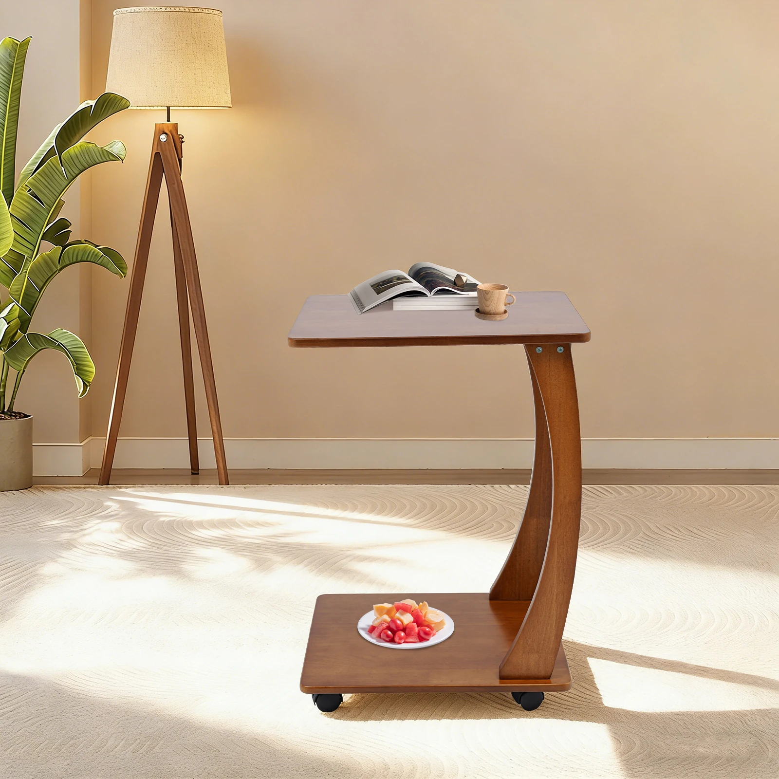 Solid Wood End Table Light Walnut C-shaped 4 Universal Wheels 2 Brakes Mobile Side Table with Assembly Parts for Living Room Bedroom Home Office
Solid Wood End Table Light Walnut C-shaped 4 Universal Wheels 2 Brakes Mobile Side Table with Assembly Parts for Living Room Bedroom Home Office