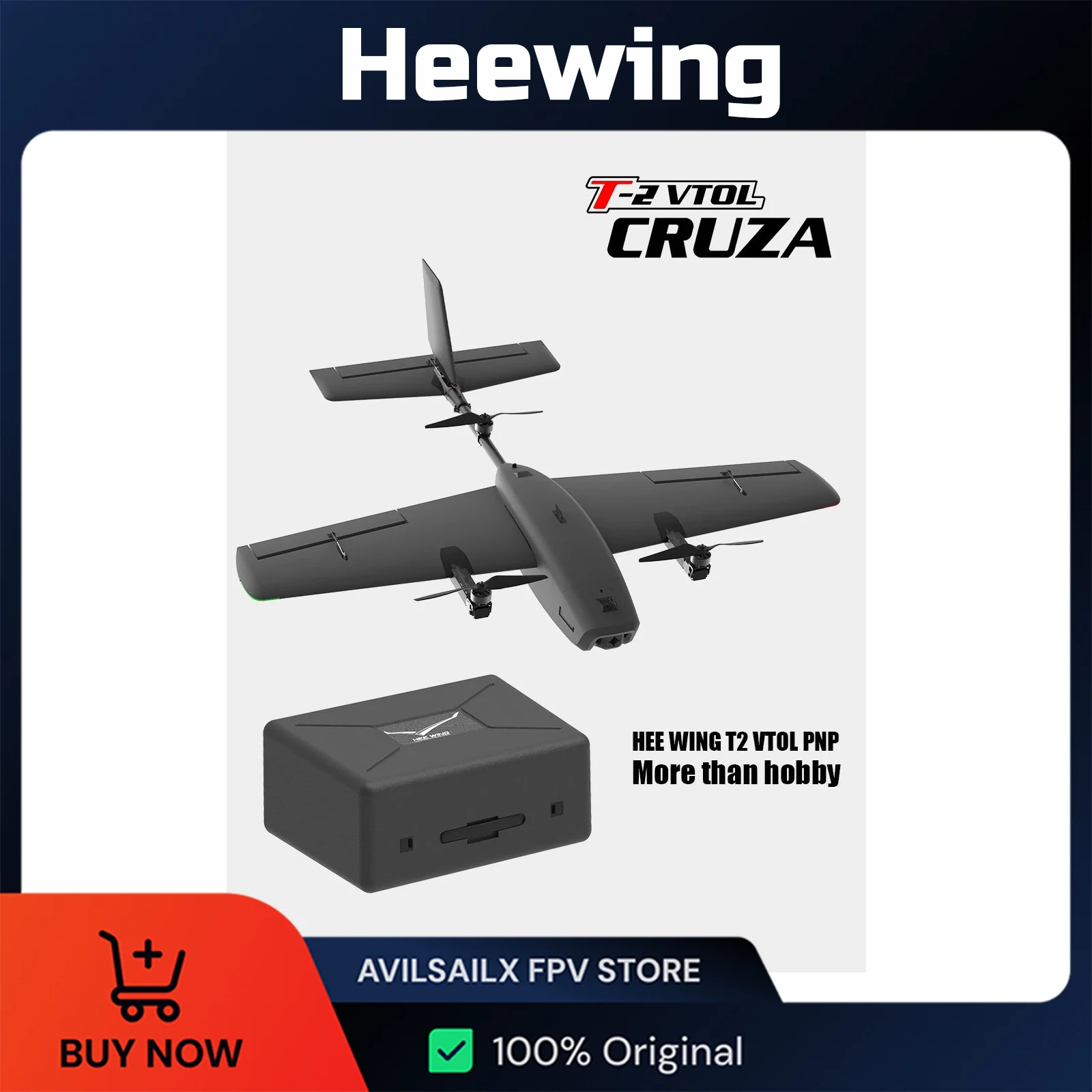 HEEWING T2 Cruza VTOL PNP FPV Airplane 1200MM wingspan EPP plane VTOL PNP RC plane
HEEWING T2 Cruza VTOL PNP FPV Airplane 1200MM wingspan EPP plane VTOL PNP RC plane