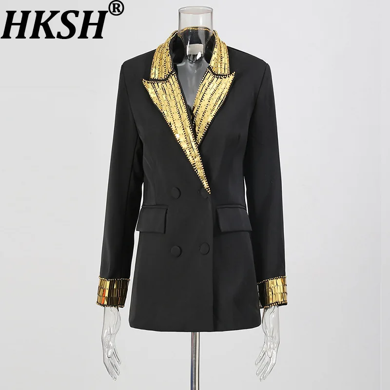 HKSH Autumn New Women Blazer Double Breasted Heavy Craft Sequins Contrast Color Slim Fit Elegant Trendy Office Lady Coat HK11101
HKSH Autumn New Women Blazer Double Breasted Heavy Craft Sequins Contrast Color Slim Fit Elegant Trendy Office Lady Coat HK11101