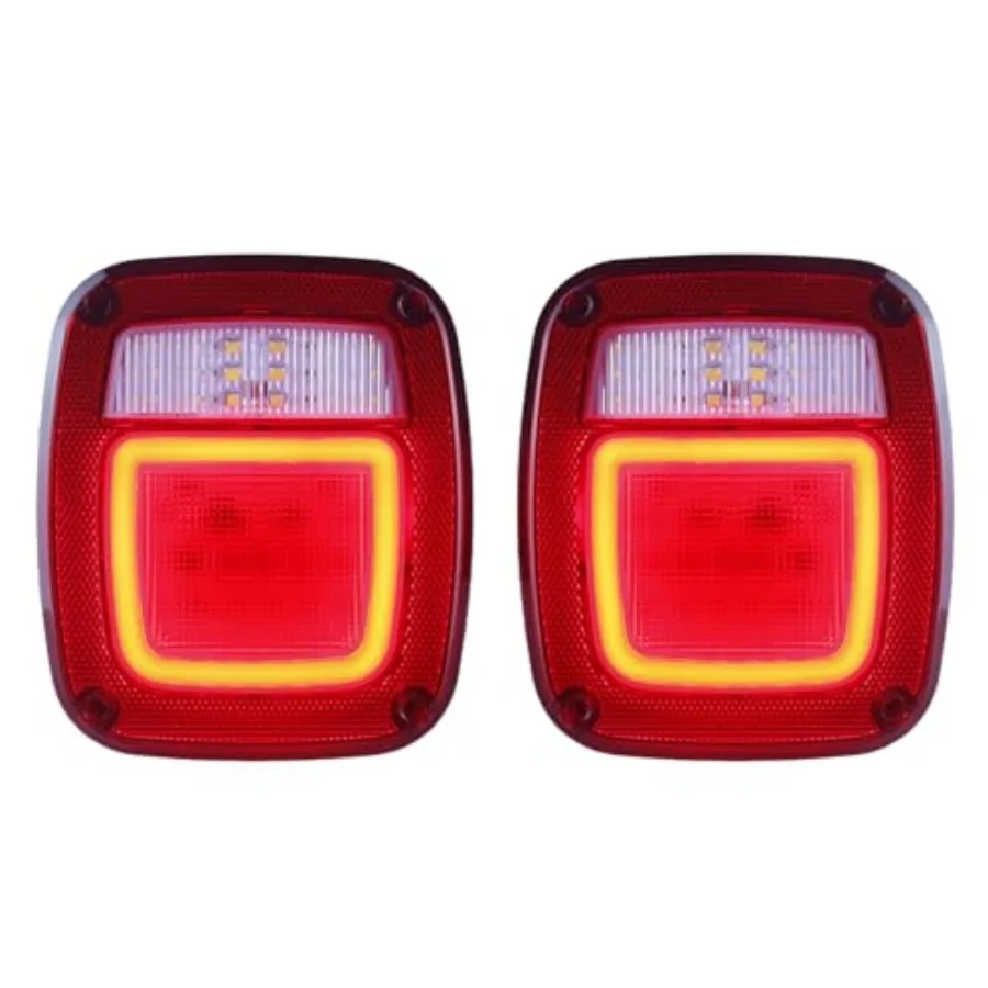 Halo Tail Lights Assembly Square Rear Combination Tail Lamps with Passenger and Driver Side Marker Stop Turn Signal Brake Light
Halo Tail Lights Assembly Square Rear Combination Tail Lamps with Passenger and Driver Side Marker Stop Turn Signal Brake Light