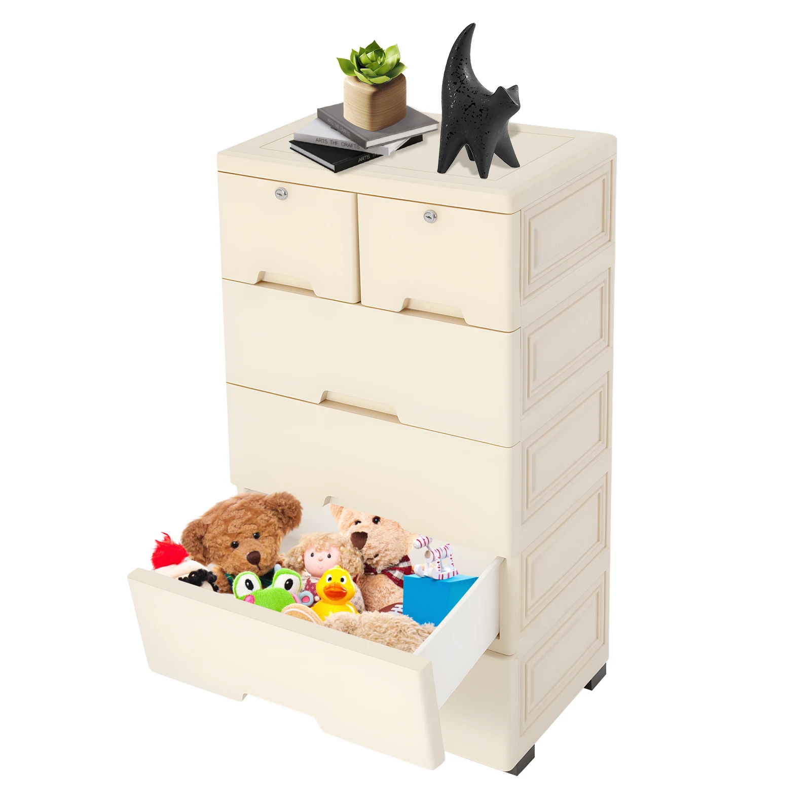 PP Plastic Drawer Storage Cabinet, Beige 6-Drawer Lockable Rolling Organizer, Anti-Slip Drawer Stop Dustproof Dresser for Bedroom Toy Apparel Storage
PP Plastic Drawer Storage Cabinet, Beige 6-Drawer Lockable Rolling Organizer, Anti-Slip Drawer Stop Dustproof Dresser for Bedroom Toy Apparel Storage