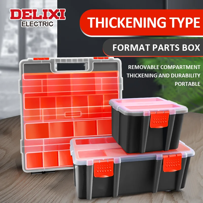 DELIXI ELECTRIC Toolbox with removable dividers & top tray. Customizable compartments for parts & tools. Secure clasp design.
DELIXI ELECTRIC Toolbox with removable dividers & top tray. Customizable compartments for parts & tools. Secure clasp design.