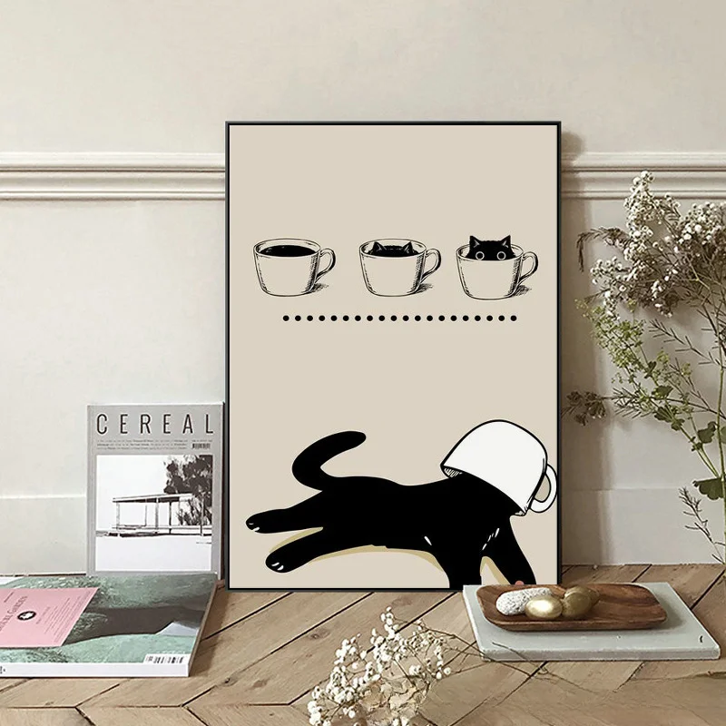Black and white cute cat decoration bedroom living room children's room cartoon funny animal canvas painting
Black and white cute cat decoration bedroom living room children's room cartoon funny animal canvas painting