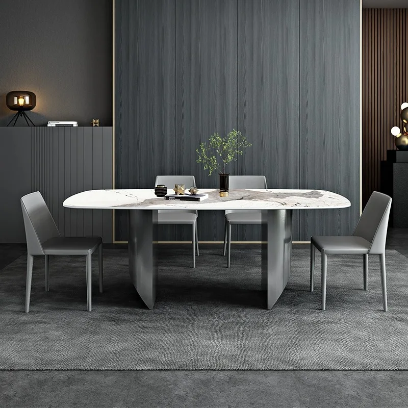 Bright rock slab dining table and chair combination household size apartment dining table
Bright rock slab dining table and chair combination household size apartment dining table