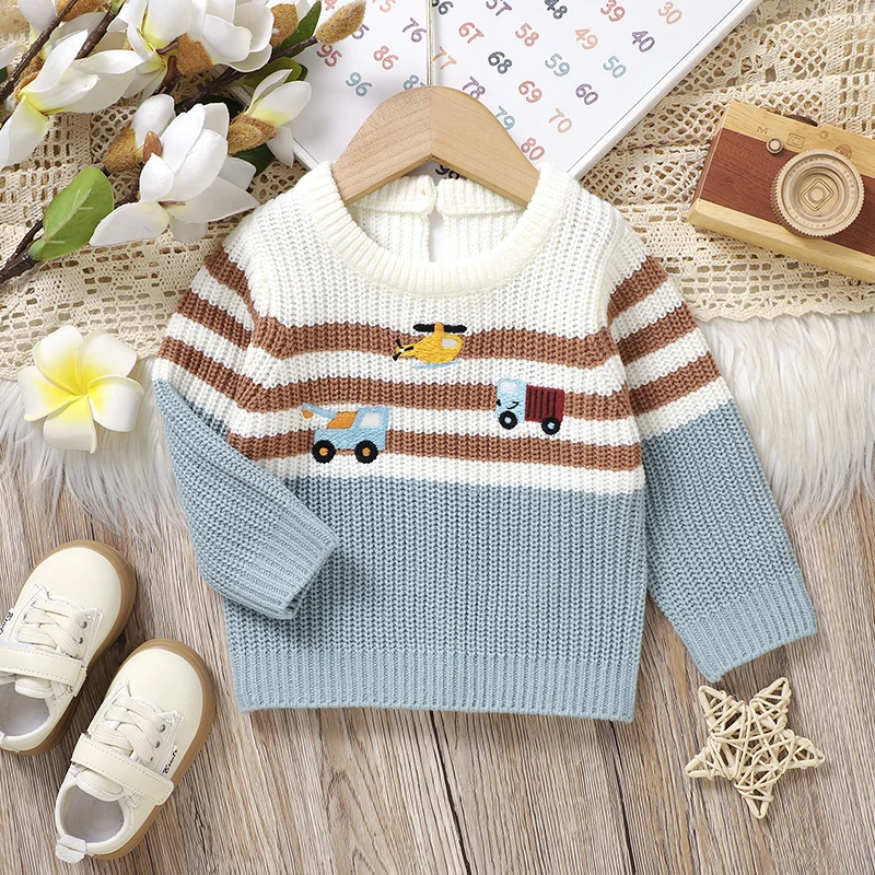 Детский свитер, вязаный пуловер с длинными рукавами для маленьких мальчиков и девочек, теплая осенняя одежда для новорожденных, модная полосатая милая вышитая машина
Детский свитер, вязаный пуловер с длинными рукавами для маленьких мальчиков и девочек, теплая осенняя одежда для новорожденных, модная полосатая милая вышитая машина