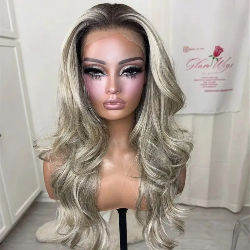 Ombre Icy Ash Blonde Synthetic Lace Front Wig with Dark Roots Natural Preplucked Hairline with Baby Hair New Style Wig for Women
Ombre Icy Ash Blonde Synthetic Lace Front Wig with Dark Roots Natural Preplucked Hairline with Baby Hair New Style Wig for Women