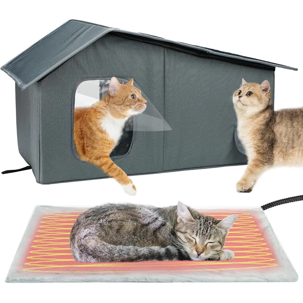 Heated Insulated Cat Shelter for Outdoor Cats - Winter Warmth with Static Heating Pad and Easy Door for Multiple Cats (Large)
Heated Insulated Cat Shelter for Outdoor Cats - Winter Warmth with Static Heating Pad and Easy Door for Multiple Cats (Large)