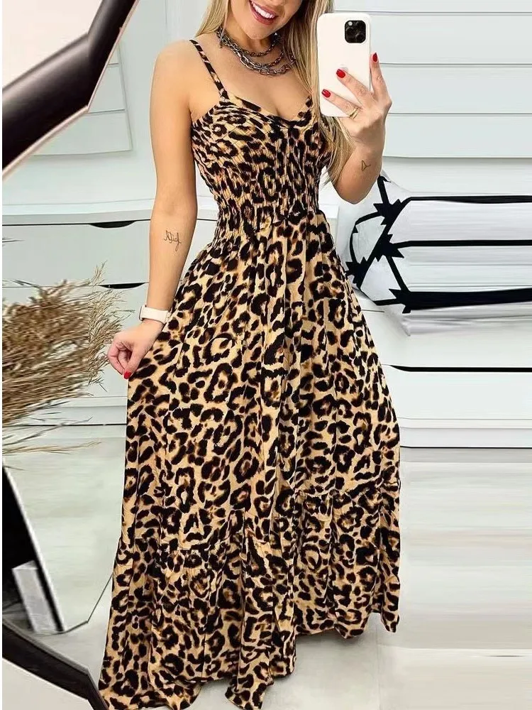 Women's Fashion Leopard Print Dresses Sexy Temperament Long Sling Dress Elegant 2025 Summer Sexy Female New Vestidos Party Cloth
Women's Fashion Leopard Print Dresses Sexy Temperament Long Sling Dress Elegant 2025 Summer Sexy Female New Vestidos Party Cloth