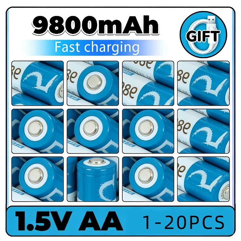1.5V AA Rechargeable Li-ion Battery 9800mWh Fast Charging For Remote Mouse Fan Toy Small Electronic Devices
1.5V AA Rechargeable Li-ion Battery 9800mWh Fast Charging For Remote Mouse Fan Toy Small Electronic Devices