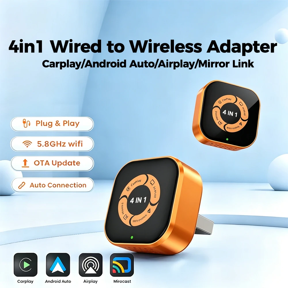2026 Wireless Carplay Adapter 4in1 Android Auto Connect Airplay Mirror Link Screen USB Plug&Play for Apple and Android CarPlay
2026 Wireless Carplay Adapter 4in1 Android Auto Connect Airplay Mirror Link Screen USB Plug&Play for Apple and Android CarPlay