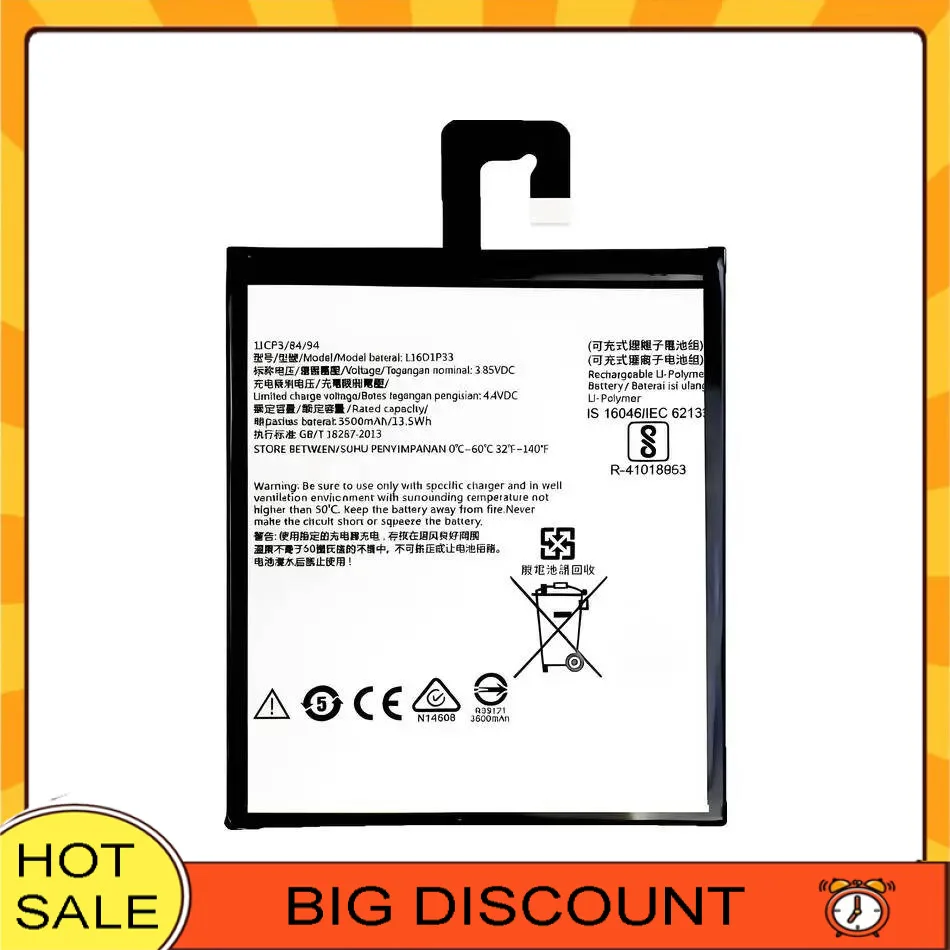 L16D1P33 3500 мАч для Lenovo Tab 7 TB-7504N TB-7504F 7504X Экологически чистый аккумулятор планшета
L16D1P33 3500 мАч для Lenovo Tab 7 TB-7504N TB-7504F 7504X Экологически чистый аккумулятор планшета