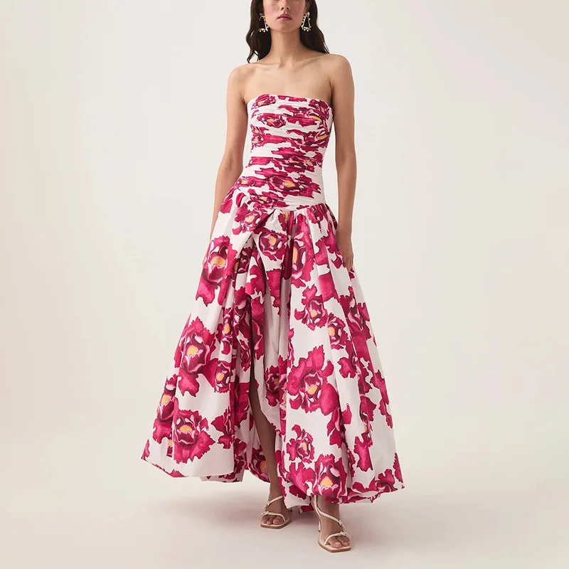 European and American Style Printed Tube Top Dress2025Summer New Waist-Tight Slimming and Fashionable Slit Sleeveless Dress
European and American Style Printed Tube Top Dress2025Summer New Waist-Tight Slimming and Fashionable Slit Sleeveless Dress