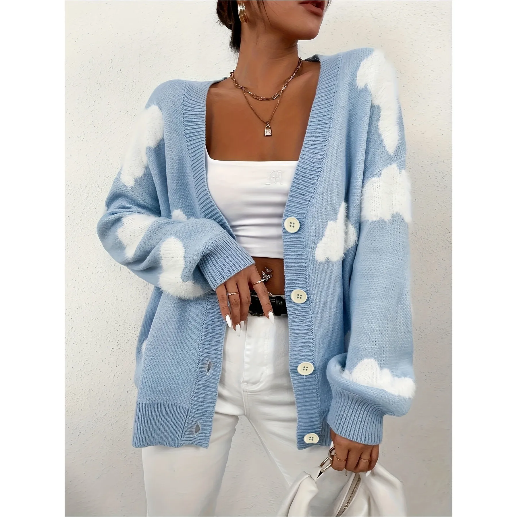 Women's Cardigan Sweater H 54131 Knitted Woolen Outerwear Spring Seasonal Fashionable Casual Wear for Ladies
Women's Cardigan Sweater H 54131 Knitted Woolen Outerwear Spring Seasonal Fashionable Casual Wear for Ladies