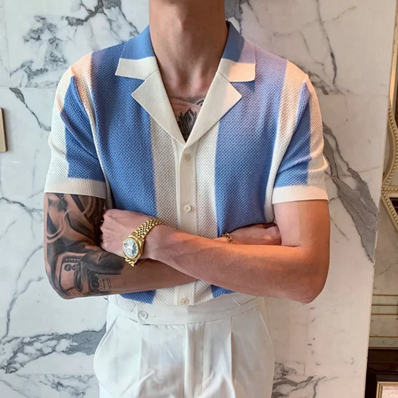 Men's short sleeve polo shirts, patchwork, buttoned streetwear, breathable, striped, fashion, luxury, business, retro shirts,
Men's short sleeve polo shirts, patchwork, buttoned streetwear, breathable, striped, fashion, luxury, business, retro shirts,
