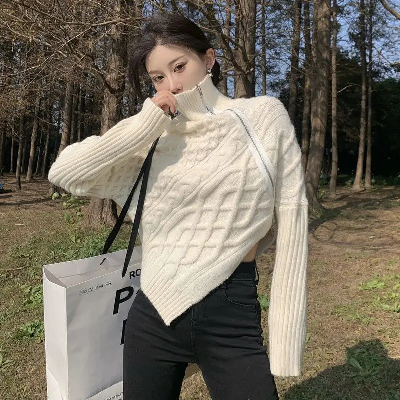 Осень-зима 2022, новый женский элегантный дизайн, кашемировый свитер с высоким воротником на молнии, нерегулярный пуловер, свитер
Осень-зима 2022, новый женский элегантный дизайн, кашемировый свитер с высоким воротником на молнии, нерегулярный пуловер, свитер