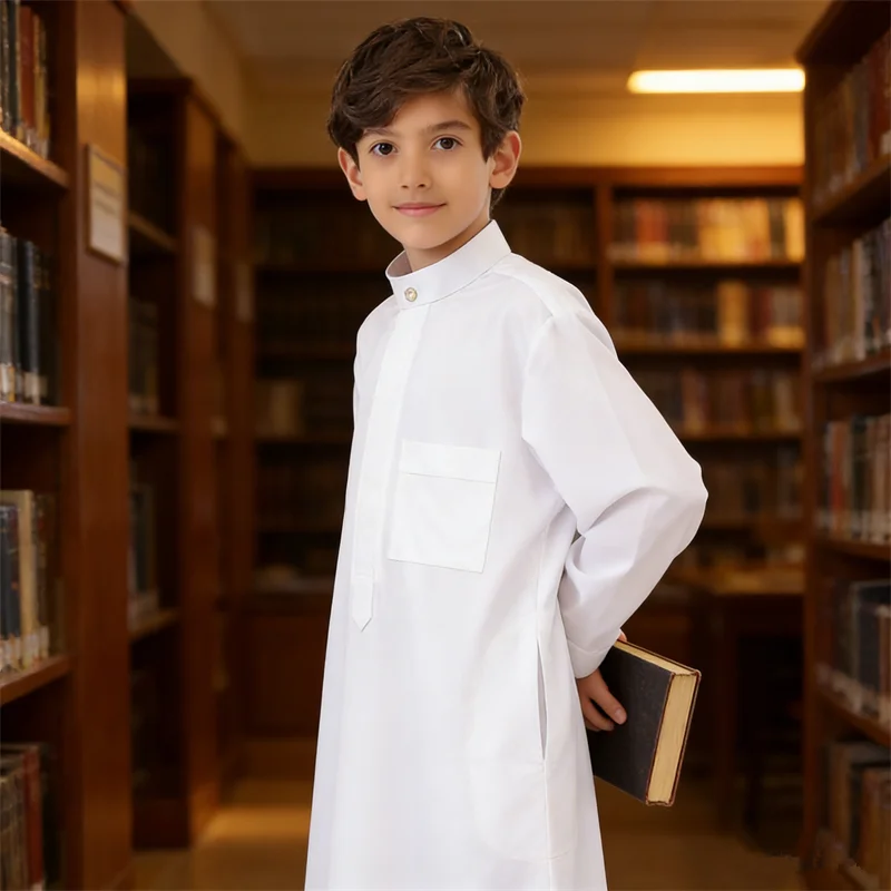 Детские мусульманские халаты (джубба, тоба) для мальчиков, однотонные, с длинными рукавами и карманами, в стиле Ближнего Востока (Саудовская Аравия), для праздников Ид и Рамадан
Детские мусульманские халаты (джубба, тоба) для мальчиков, однотонные, с длинными рукавами и карманами, в стиле Ближнего Востока (Саудовская Аравия), для праздников Ид и Рамадан