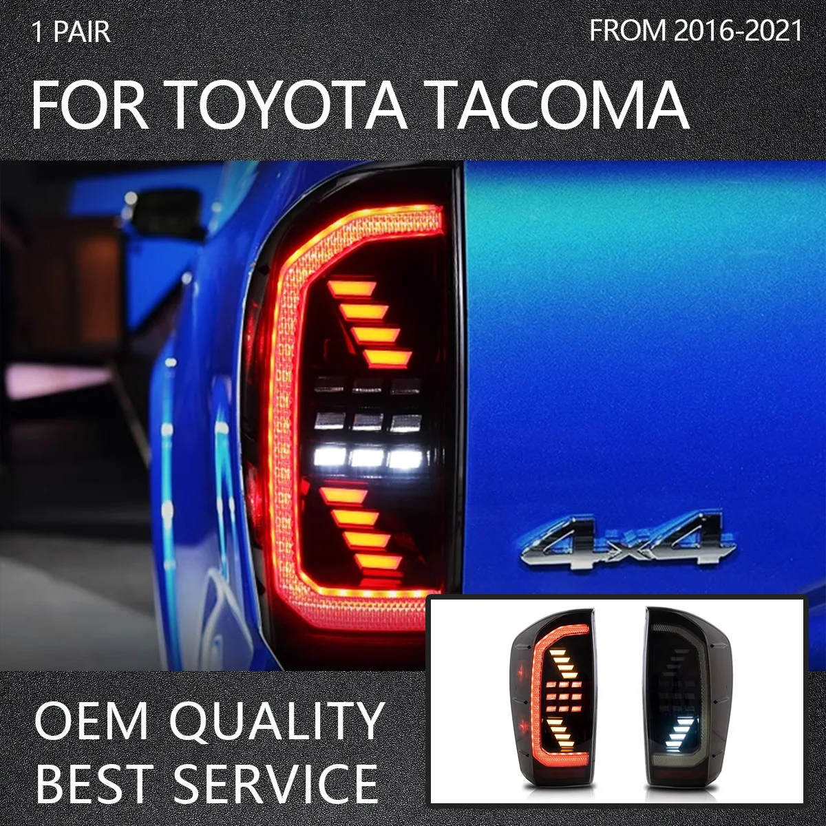 LED Tail Lights Assembly Sequential Amber Turn Signal TRD Off Road SR5 SR TRD Pro TRD Sport Limited For 2016-2021 Toyota Tacoma
LED Tail Lights Assembly Sequential Amber Turn Signal TRD Off Road SR5 SR TRD Pro TRD Sport Limited For 2016-2021 Toyota Tacoma