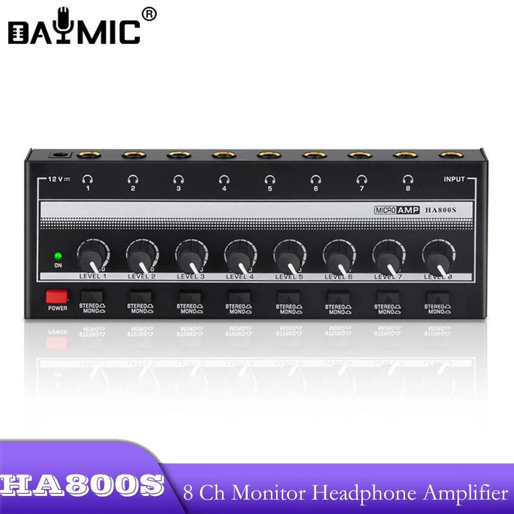 AOSHEN HA800S Professional Mini 8 Channel Monitor Headphone Amplifier Amp Equipped With 12V DC Adapter
AOSHEN HA800S Professional Mini 8 Channel Monitor Headphone Amplifier Amp Equipped With 12V DC Adapter