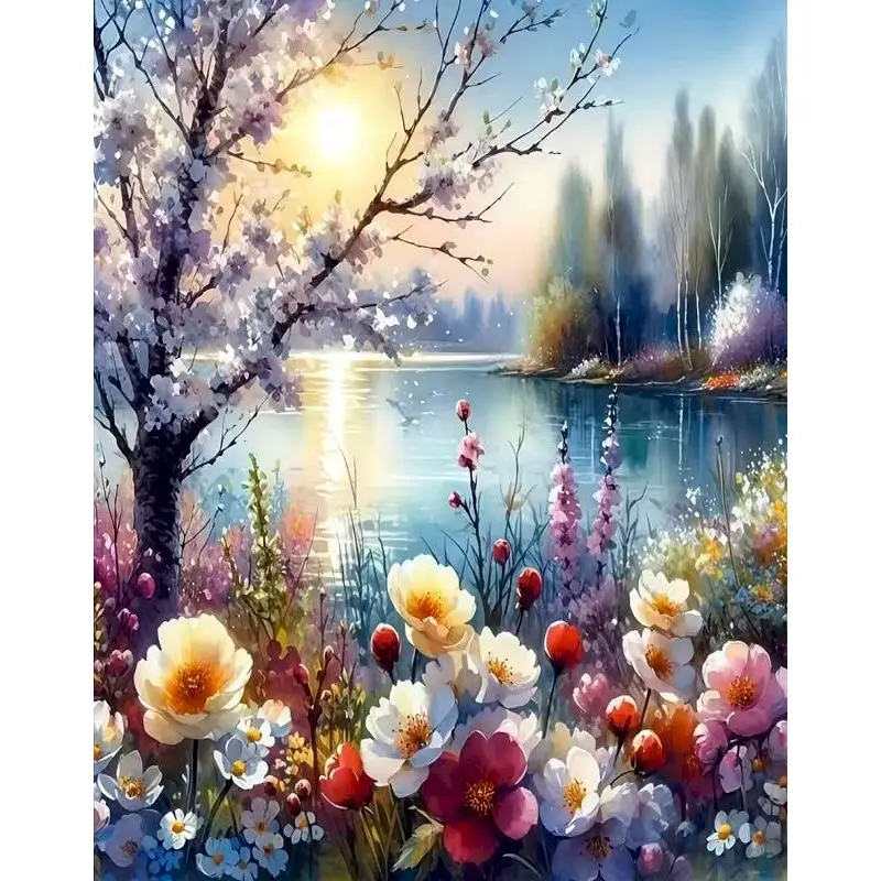 CHENISTORY Lakeside Bloom Painting by numbers Handpainted Picture Drawing Floral Landscape DIY Drawing by numbers Wall art Home
CHENISTORY Lakeside Bloom Painting by numbers Handpainted Picture Drawing Floral Landscape DIY Drawing by numbers Wall art Home