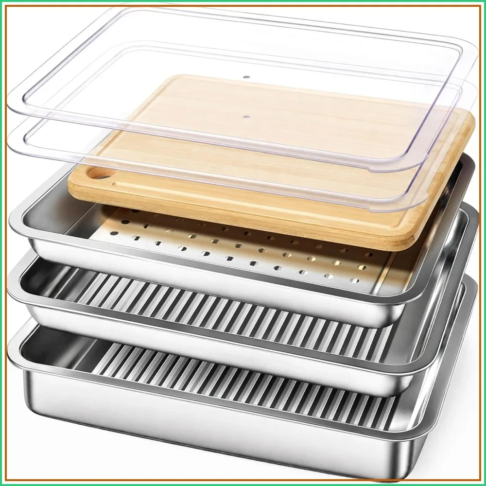 Stainless Steel Large Capacity Food Prep Tray, Grill Carry System, Marinade Container with Lid and Cutting Board, BBQ Grill Accessories
Stainless Steel Large Capacity Food Prep Tray, Grill Carry System, Marinade Container with Lid and Cutting Board, BBQ Grill Accessories