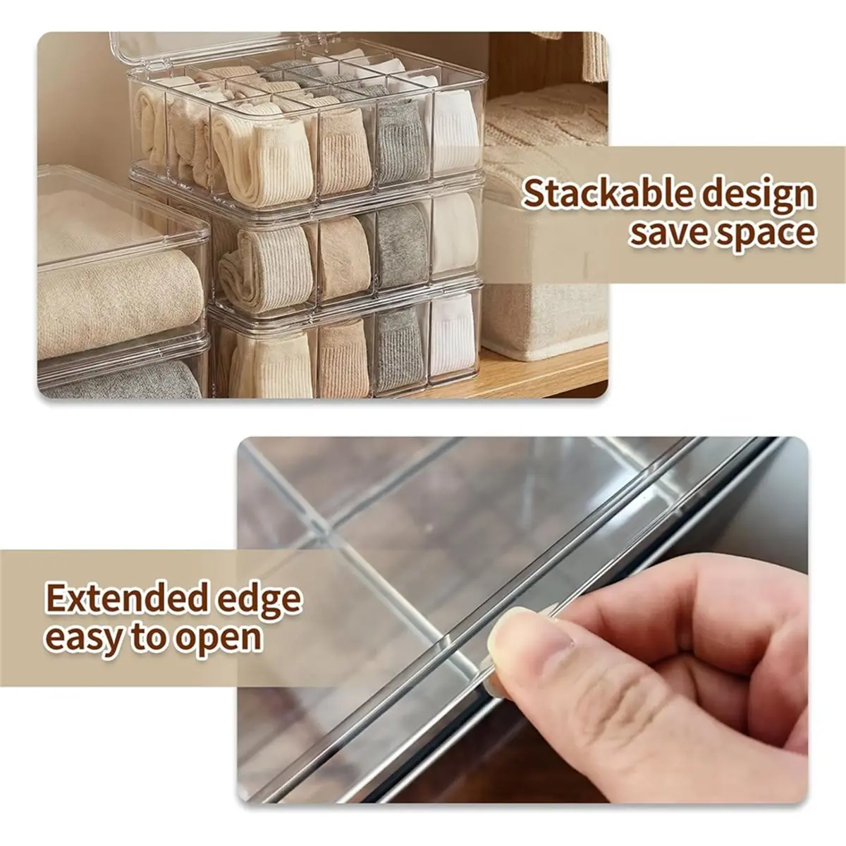 Light Weight Socks Underwear Drawer Organizer, 16 Compartment Clear Plastic Storage Box with Lid & Adjustable Dividers, Tie Box
Light Weight Socks Underwear Drawer Organizer, 16 Compartment Clear Plastic Storage Box with Lid & Adjustable Dividers, Tie Box
