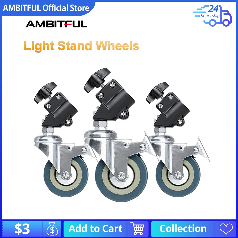 22cm Studio PRO Professional Swivel Caster Wheel Set of 3 for Light Stands
22cm Studio PRO Professional Swivel Caster Wheel Set of 3 for Light Stands