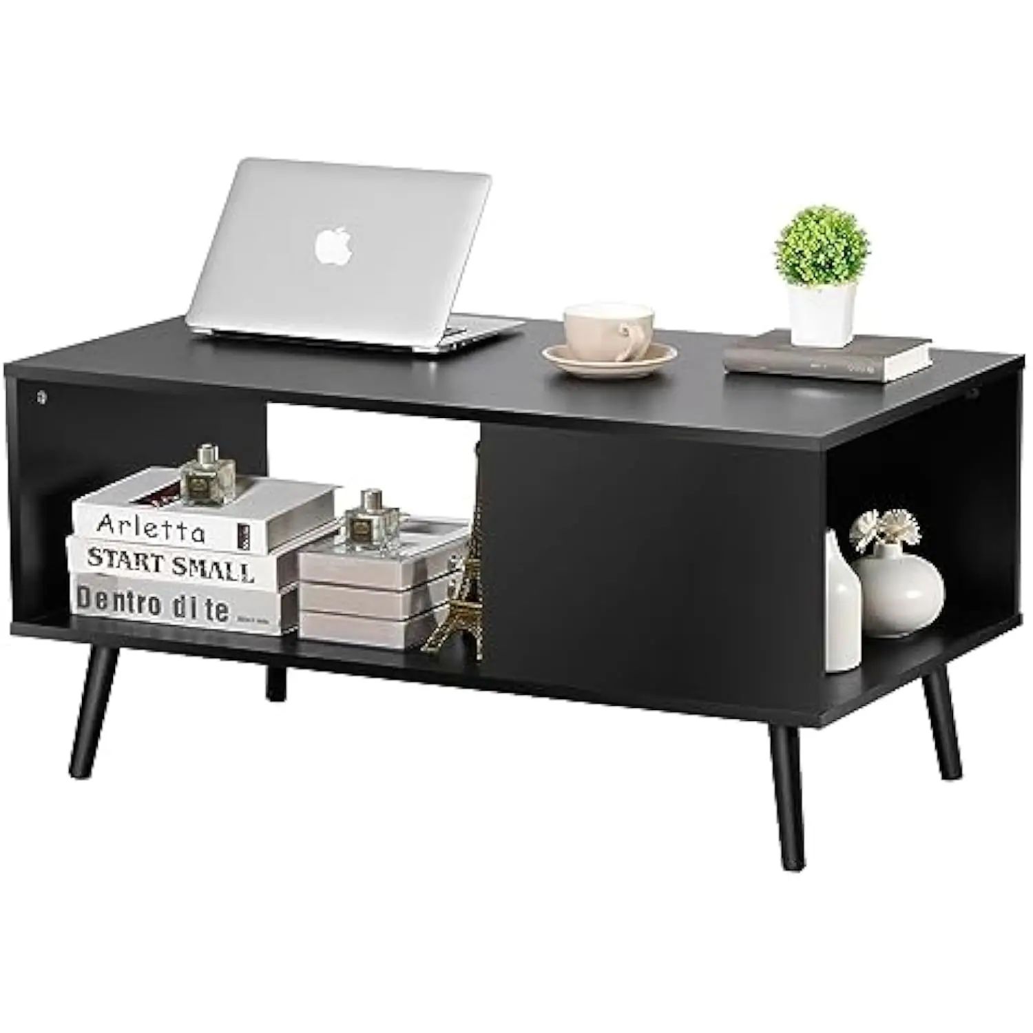 Mid Century Modern Coffee Table, Wooden Retro Coffee Table with Open Storage Shelf for Living Room, Reception, Easy Assembly (
Mid Century Modern Coffee Table, Wooden Retro Coffee Table with Open Storage Shelf for Living Room, Reception, Easy Assembly (